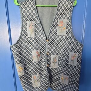 Vintage Womens Denim Patchwork Vest